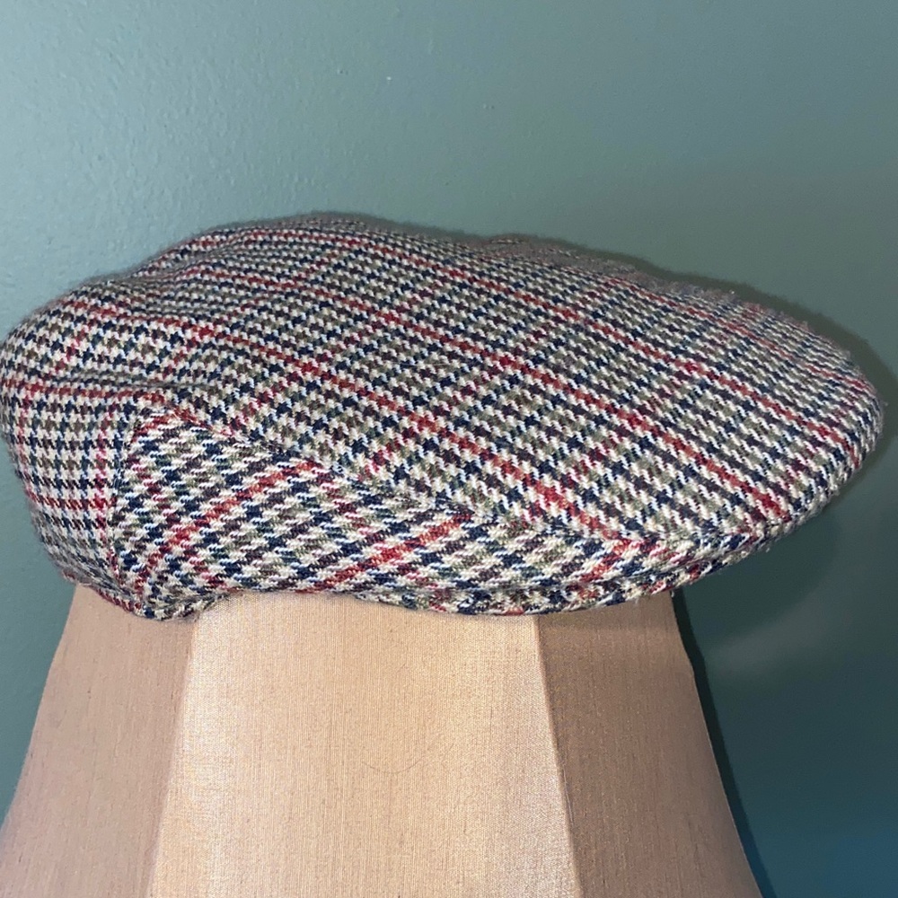 Classic Flat Vintage Herringbone Ivy Wool Irish Tweed Plaid Newsboy Hat Medium